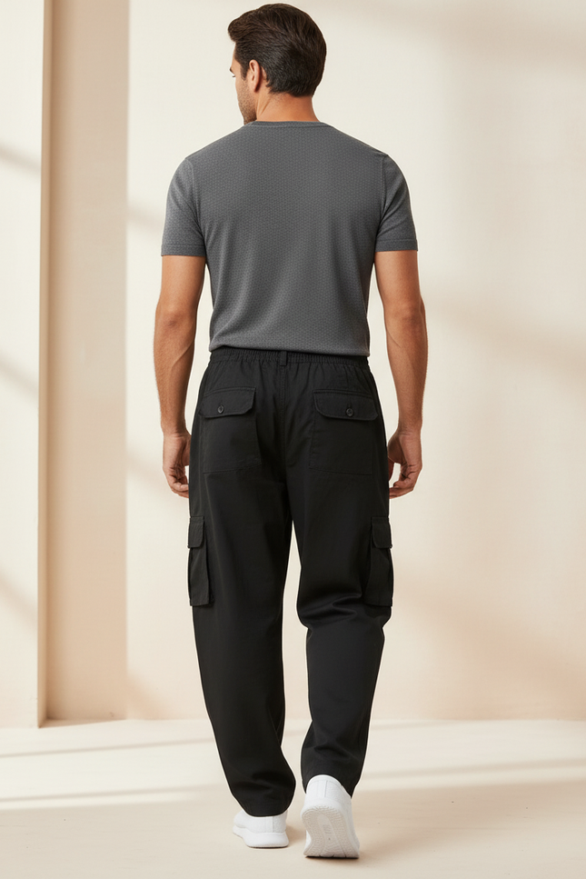 Pantalon Baggy Noir Ample Multi-Poches Tactique Homme - Toile - vue 2