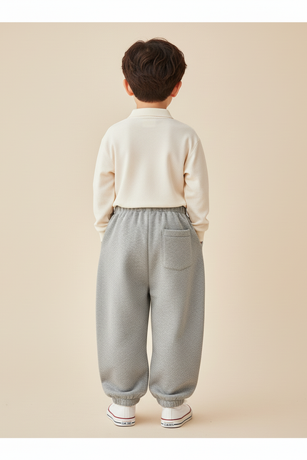 Pantalon Baggy Gris Molletonné Ample Sport Décontracté Enfant - vue 2
