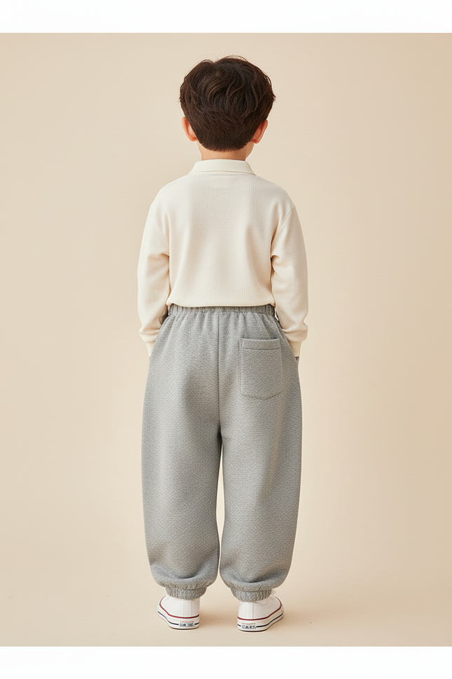 Pantalon Baggy Gris Molletonné Ample Sport Décontracté Enfant - vue 2