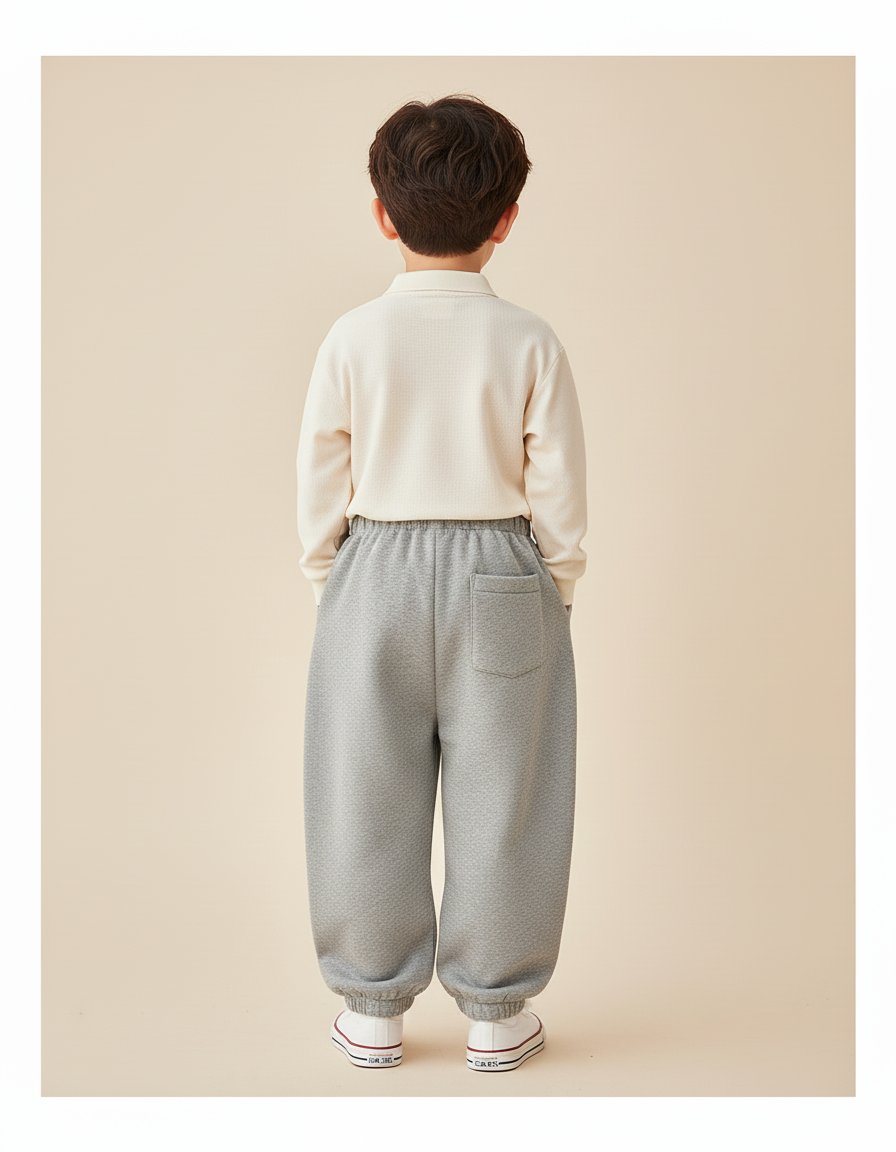 Pantalon Baggy Gris Molletonné Ample Sport Décontracté Enfant - vue 2