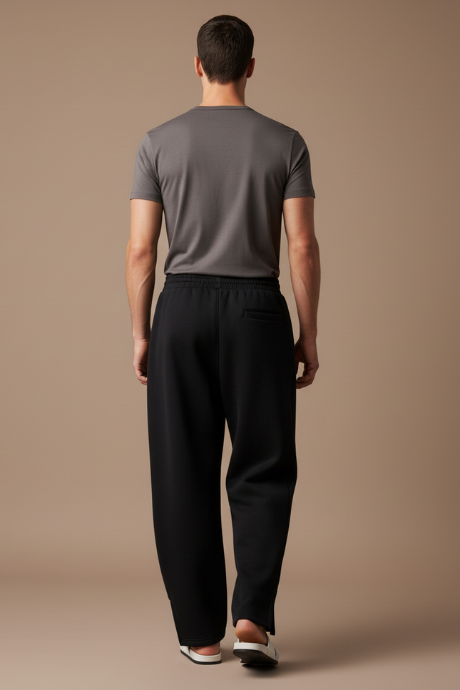 Pantalon Baggy Noir Ample Brodé Décontracté Unisexe - Molleton - vue 2