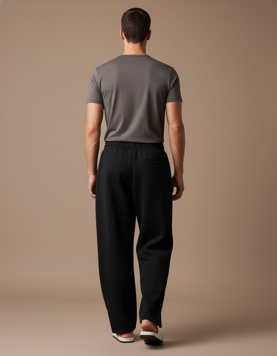 Pantalon Baggy Noir Ample Brodé Décontracté Unisexe - Molleton - vue 2