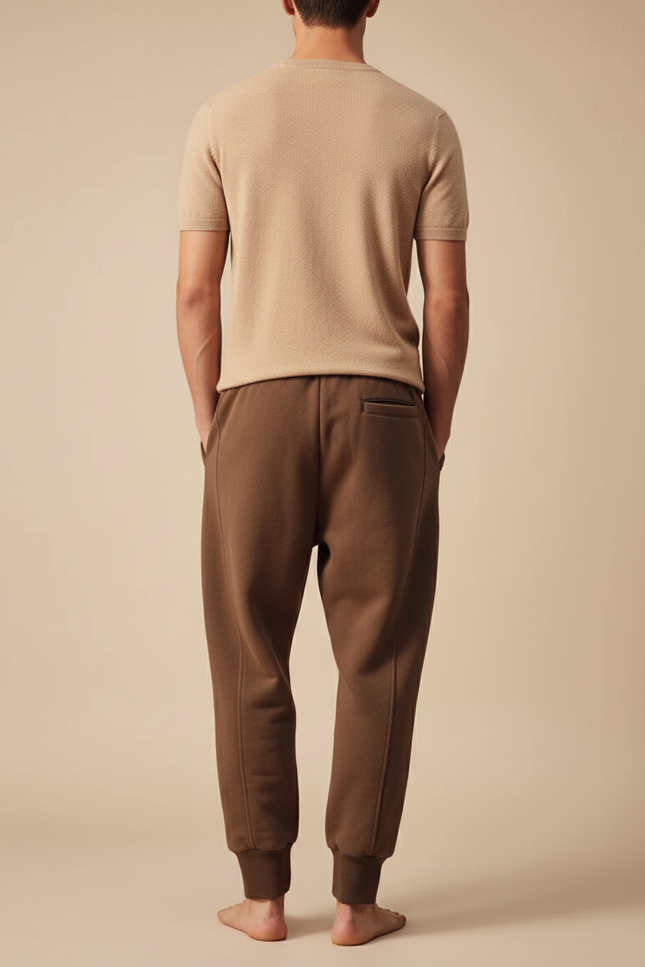 Pantalon Baggy Marron Ample Doux Décontracté Coton - Molleton - vue 2