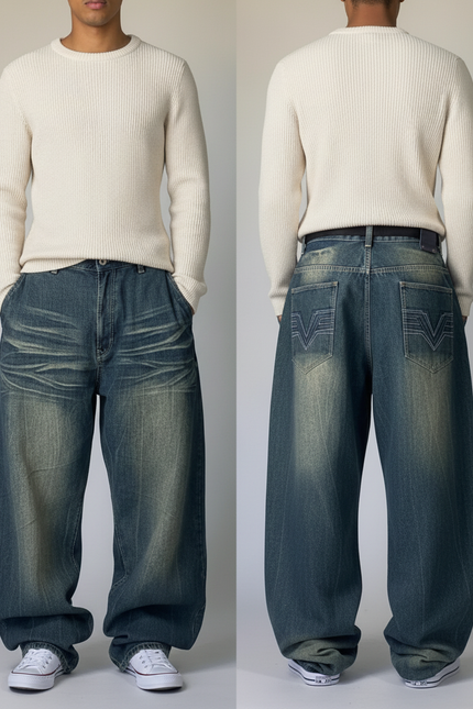 Pantalon Baggy Garçon Skate - Bleu Jean - vue 2