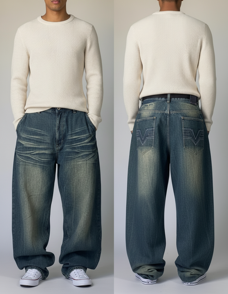 Pantalon Baggy Garçon Skate - Bleu Jean - vue 2