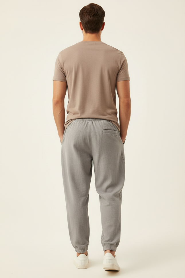 Pantalon Baggy Gris Déchiré Cordon Homme Sport - Toile - vue 2
