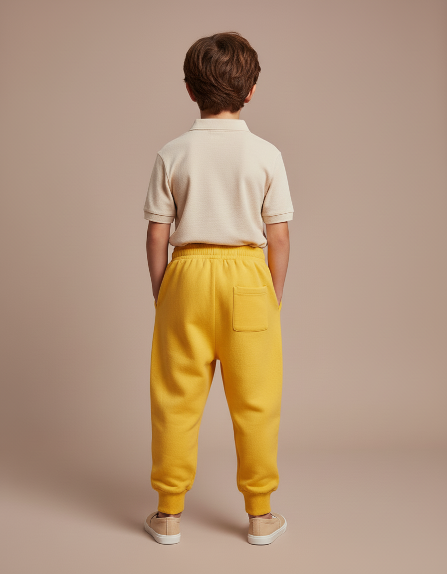 Pantalon Baggy Jaune Coton Ample Confortable Enfant - Molleton - vue 2