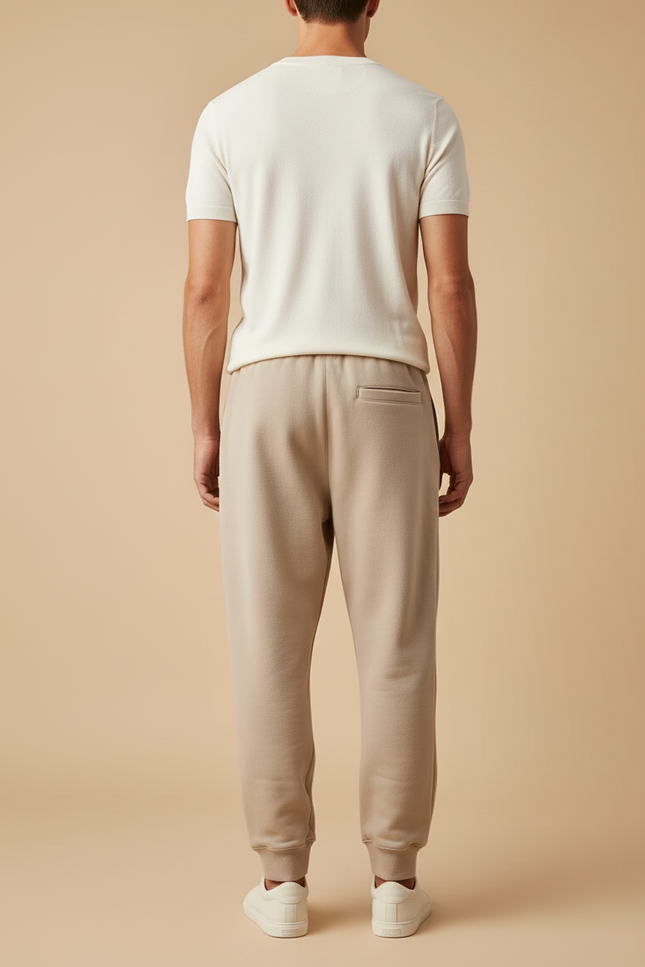 Pantalon Baggy Beige Cordon Ample Molletonné Décontracté Homme - vue 2