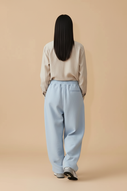 Pantalon Baggy Bleu Clair Ample Décontracté Femme - Molleton - vue 2