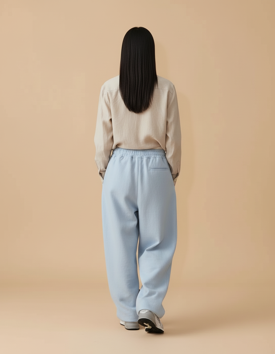 Pantalon Baggy Bleu Clair Ample Décontracté Femme - Molleton - vue 2