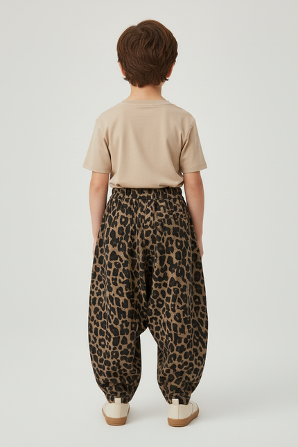 Pantalon Baggy Léopard Ample Coton Enfant Hiver - Imprimé Molleton - vue 2