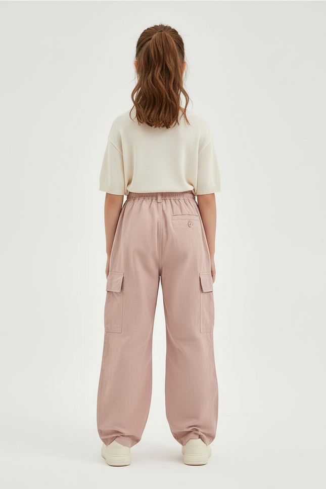 Pantalon Baggy Rose Cargo Décontracté Ample Fille - Polyester - vue 2