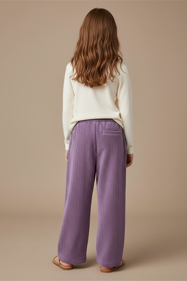 Pantalon Baggy Violet Côtelé Ample Enfant Doux - Cordé - vue 2