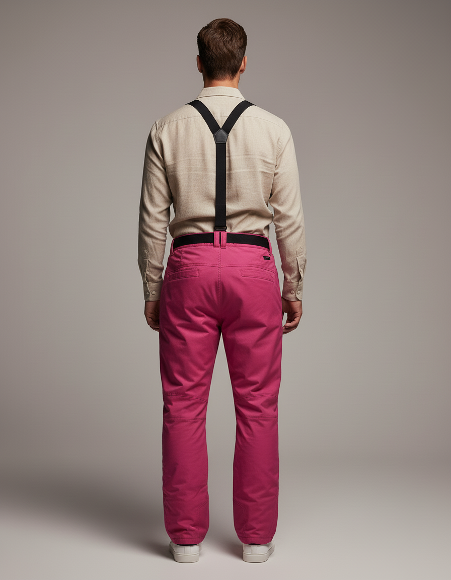 Pantalon Baggy Rose Bretelles Ski Imperméable Homme - Polyester - vue 2