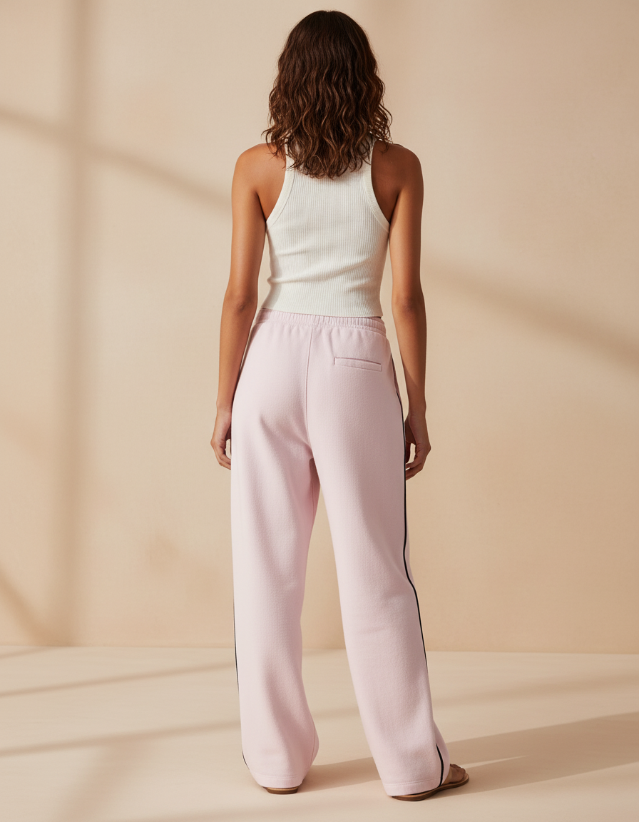 Pantalon Baggy Rose Molleton Ample Décontracté Sport - vue 2