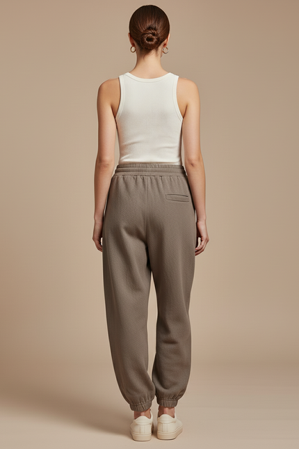 Pantalon Baggy Gris Chaud Molleton Décontracté Confortable - Kaki - vue 2