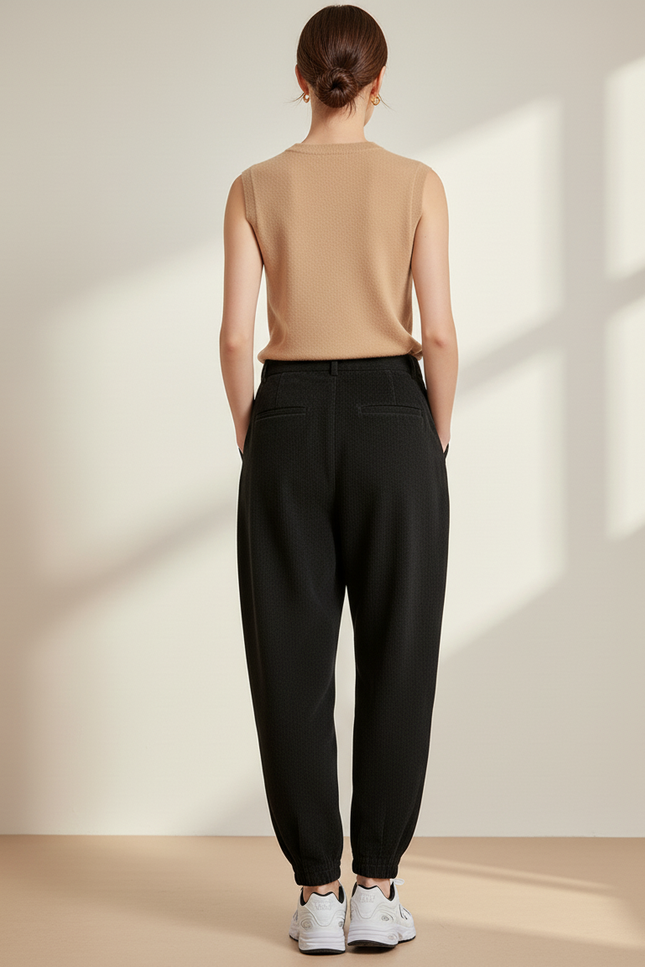 Pantalon Baggy Noir Côtelé Ample Décontracté Confortable - Cordé - vue 2