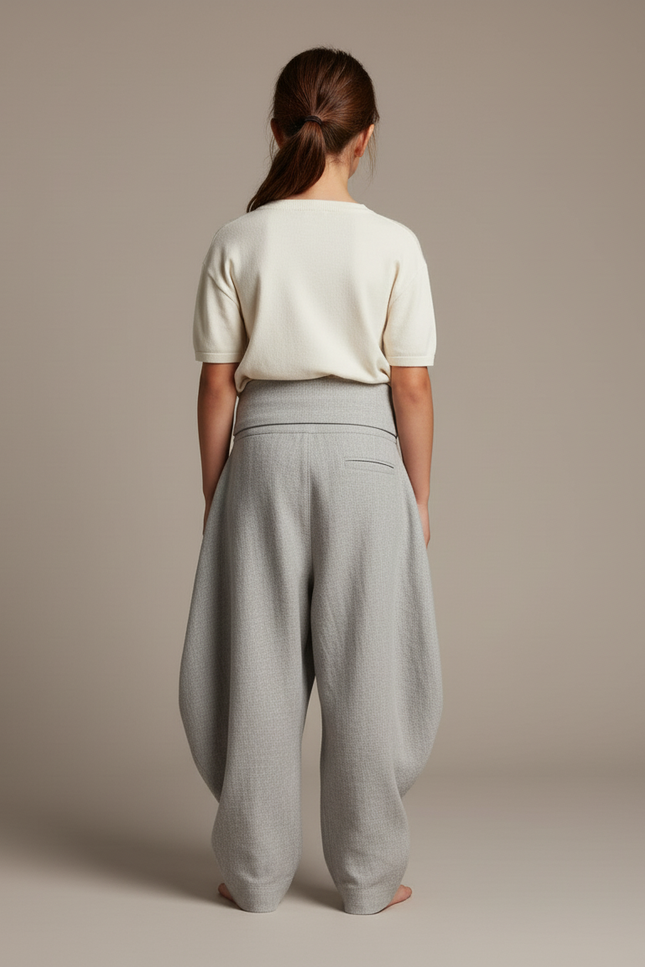 Pantalon Baggy Gris Chiné Ample Enfant Confortable - Laine - vue 2