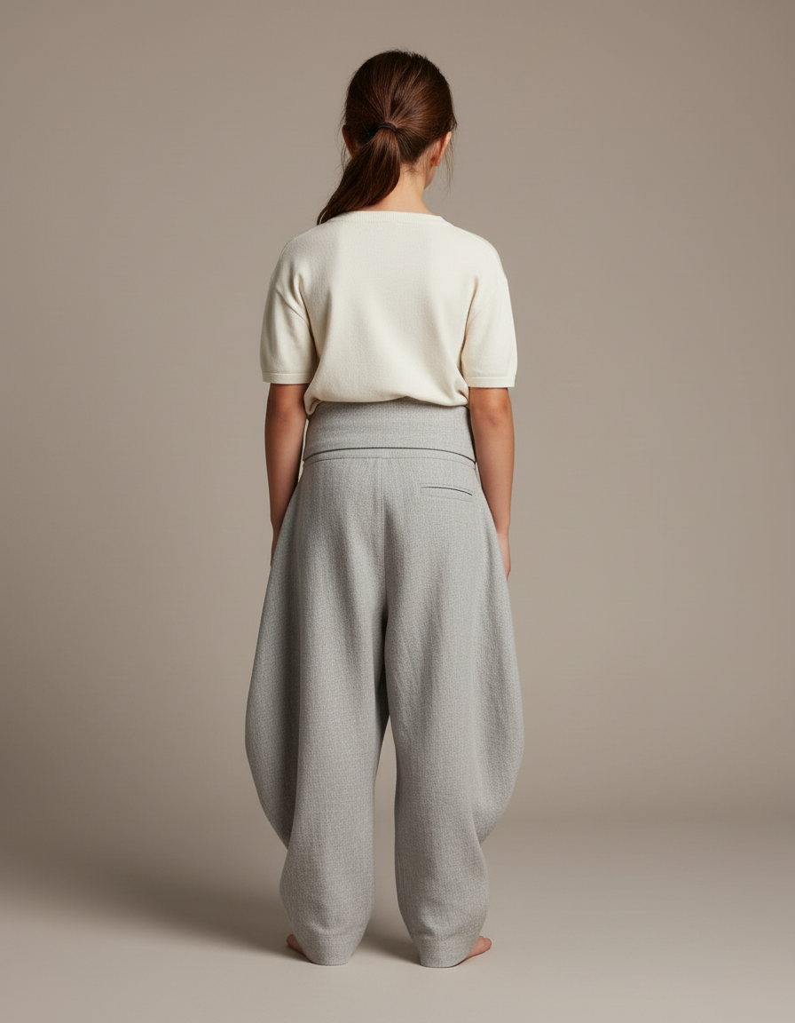 Pantalon Baggy Gris Chiné Ample Enfant Confortable - Laine - vue 2