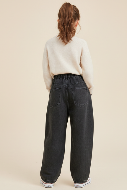 Pantalon Baggy Gris Denim Ample Décontracté Fille - Jean - vue 2
