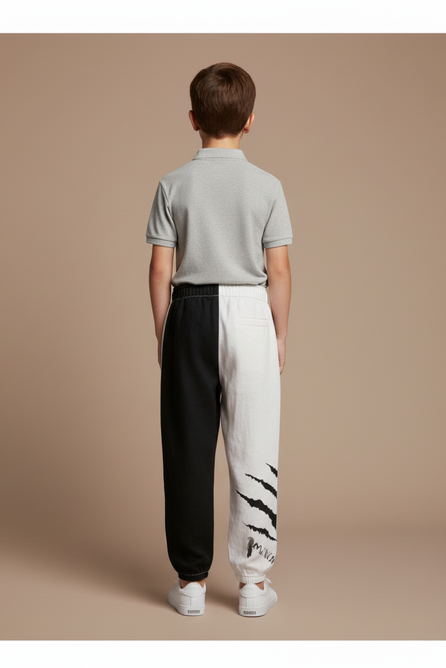Pantalon Baggy Bicolore Imprimé Griffe Streetwear Garçon - Multicolore Molleton - vue 2