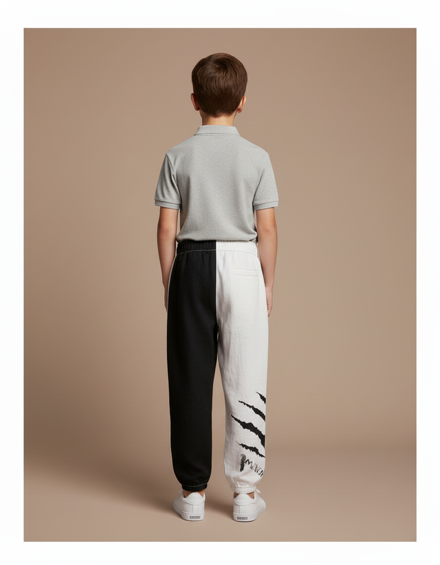 Pantalon Baggy Bicolore Imprimé Griffe Streetwear Garçon - Multicolore Molleton - vue 2