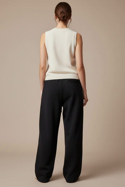 Pantalon Baggy Noir Rayé Ample Décontracté Femme - Molleton - vue 2