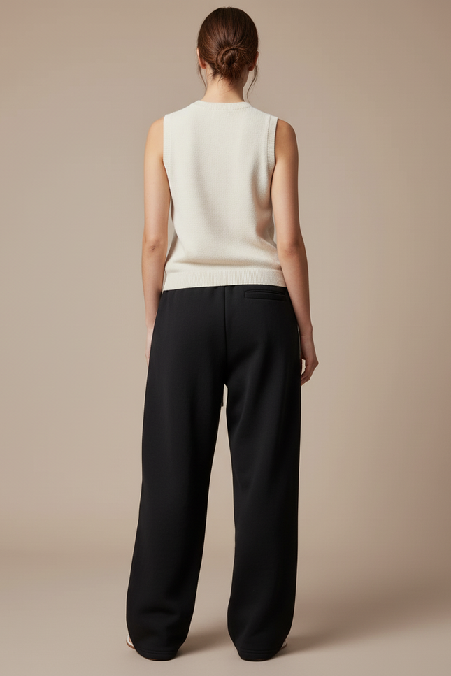 Pantalon Baggy Noir Rayé Ample Décontracté Femme - Molleton - vue 2