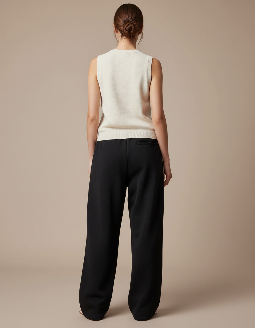 Pantalon Baggy Noir Rayé Ample Décontracté Femme - Molleton - vue 2