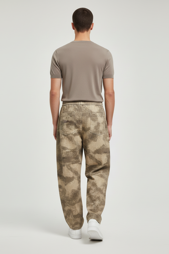 Pantalon Baggy Camouflage Ample Décontracté Marron Homme - Imprimé Molleton - vue 2
