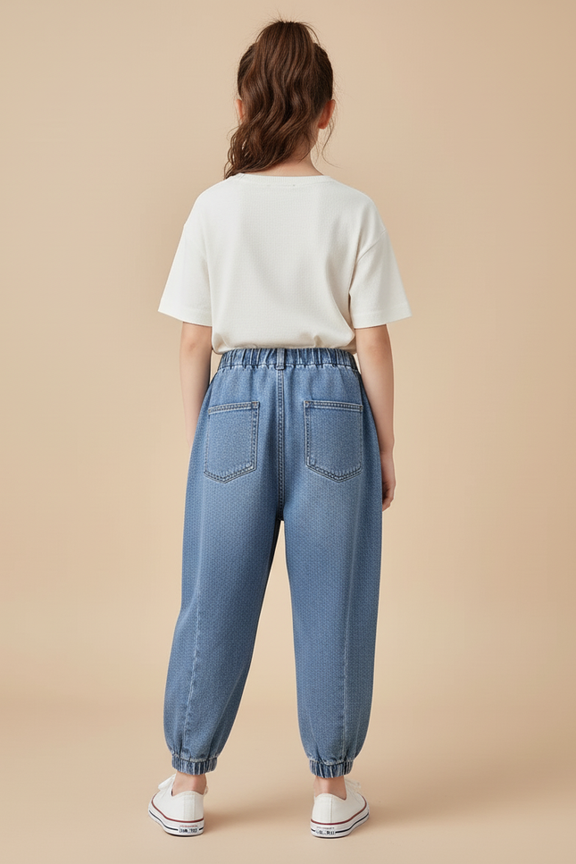 Pantalon Baggy Jean Bleu Ample Décontracté Enfant - vue 2