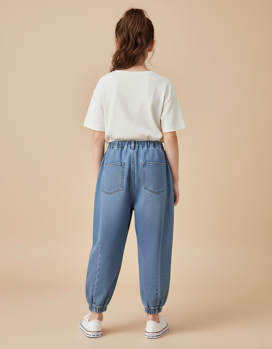 Pantalon Baggy Jean Bleu Ample Décontracté Enfant - vue 2
