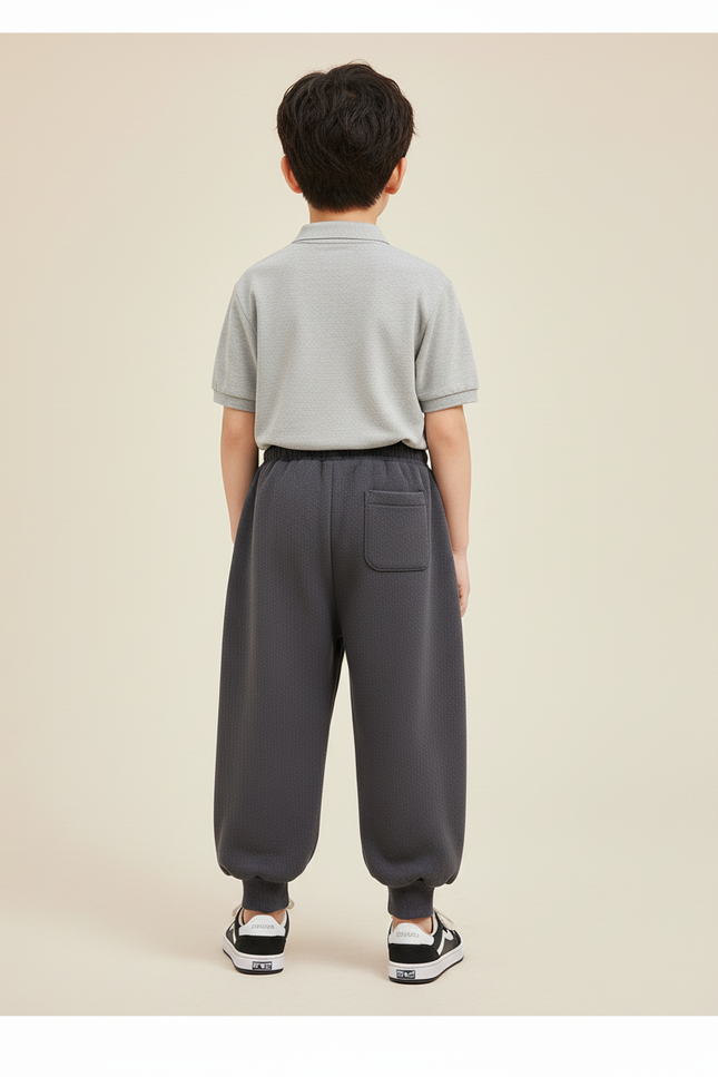 Pantalon Baggy Gris Foncé Molletonné Confortable Garçon - vue 2
