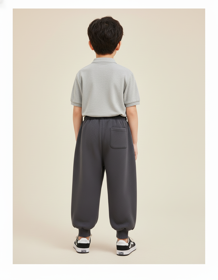 Pantalon Baggy Gris Foncé Molletonné Confortable Garçon - vue 2
