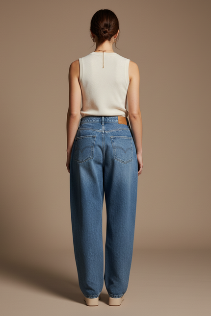 Pantalon Baggy Denim Imprimé Manga Large Bleu - Jean - vue 2