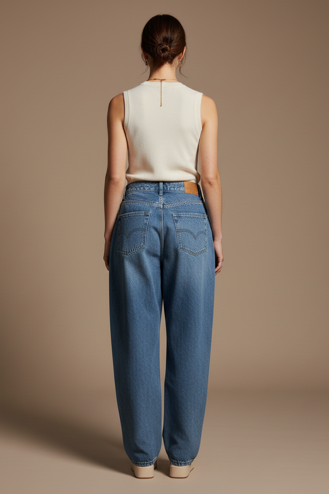 Pantalon Baggy Denim Imprimé Manga Large Bleu - Jean - vue 2