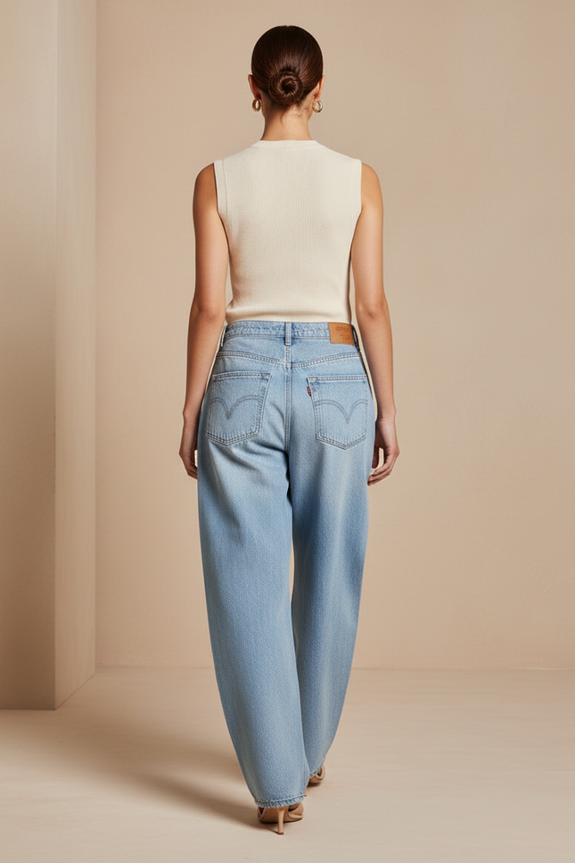 Pantalon Baggy Jean Clair Ample Manga Déchiré - Bleu - vue 2