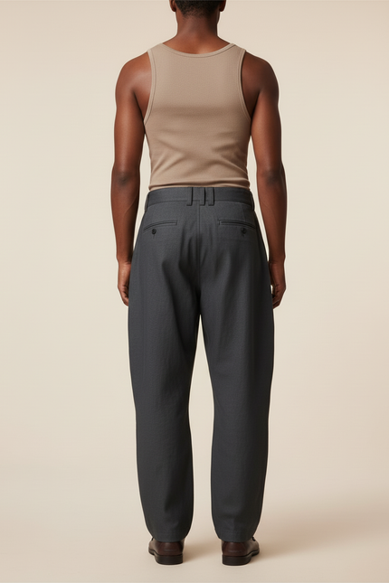 Pantalon Baggy Gris Foncé Ample Zippé Homme - Laine - vue 2