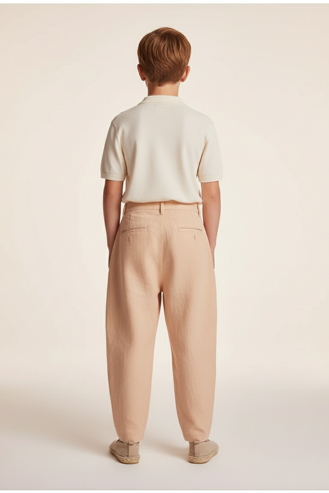 Pantalon Baggy Pli Lin Ample Garçon Pêche - Orange - vue 2