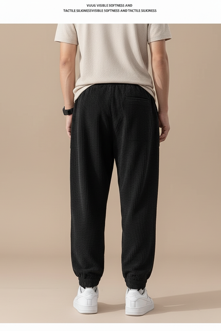 Pantalon Baggy Noir Velours Côtelé Ample Homme - Cordé - vue 2
