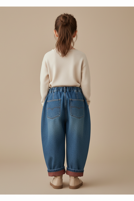 Pantalon Baggy Bleu Jean Ample Enfant Fille - vue 2
