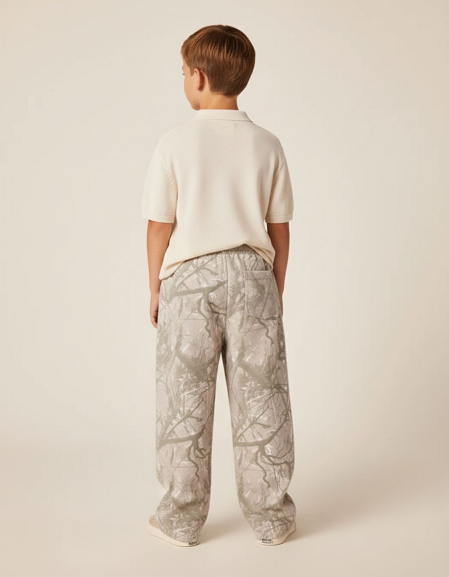 Pantalon Baggy Camouflage Gris Ample Décontracté Enfant - Molleton - vue 2