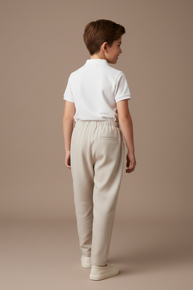 Pantalon Baggy Beige Tissé Ample Élastique Enfant - Tweed - vue 2