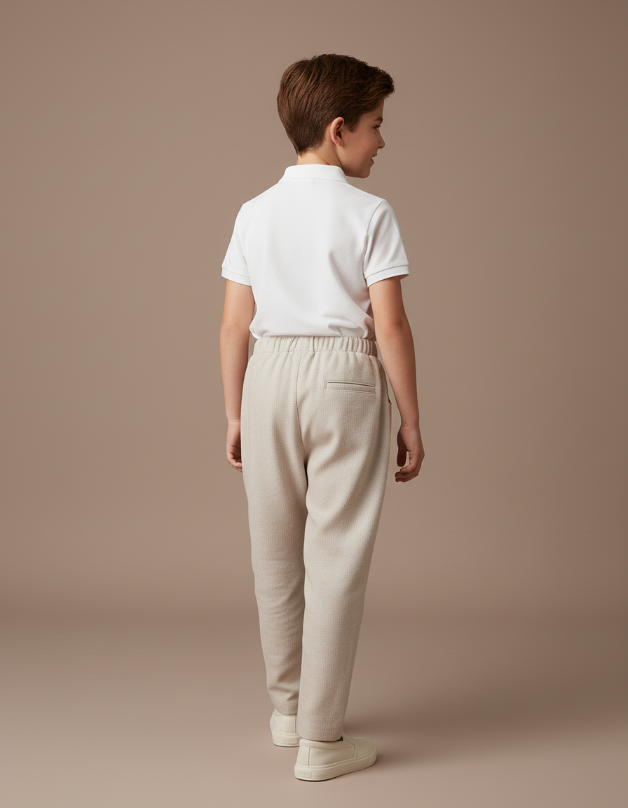 Pantalon Baggy Beige Tissé Ample Élastique Enfant - Tweed - vue 2