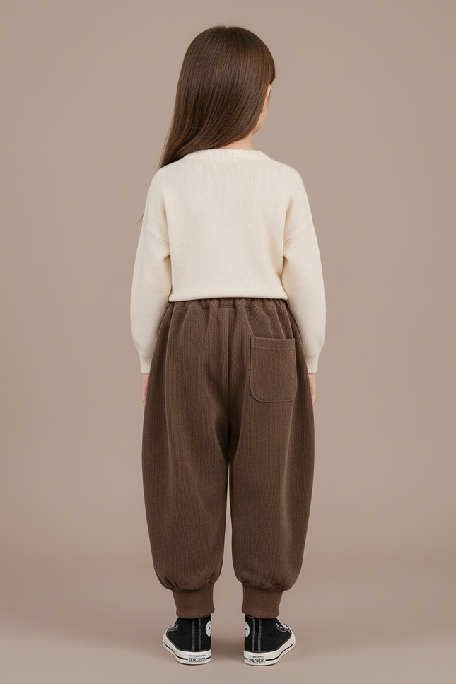 Pantalon Baggy Marron Côtelé Ample Confortable Enfant - Cordé - vue 2