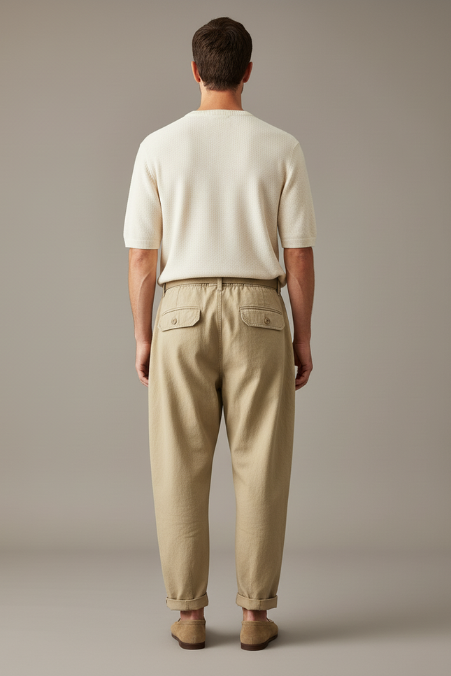 Pantalon Large Homme Baggy - Beige Toile - vue 2