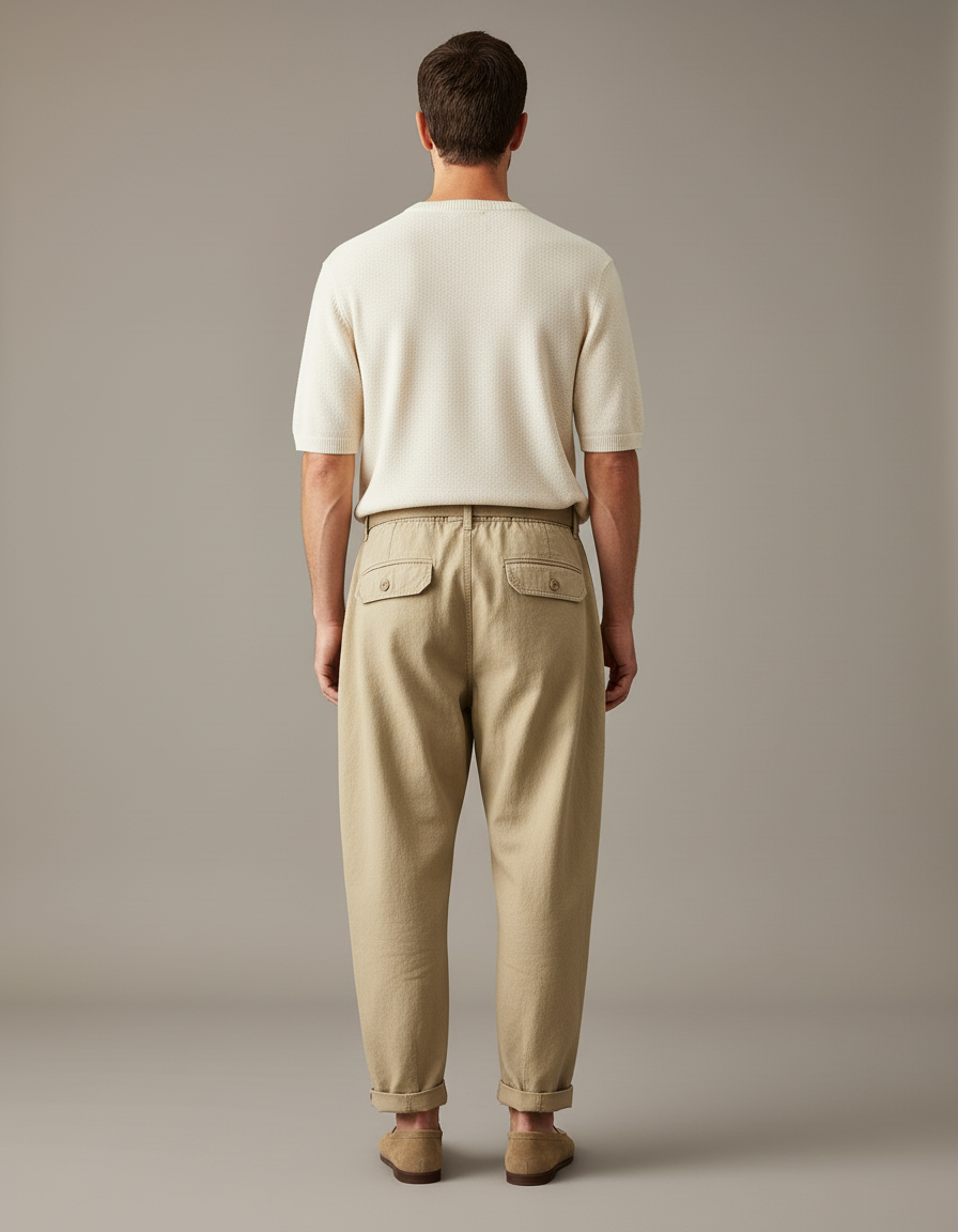 Pantalon Large Homme Baggy - Beige Toile - vue 2