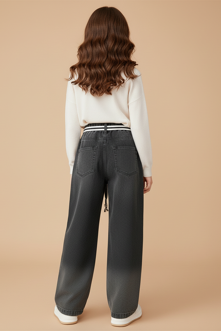 Pantalon Baggy Jean Dégradé Gris Ample Fille - vue 2