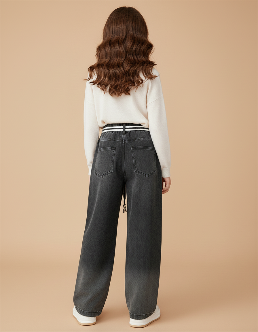 Pantalon Baggy Jean Dégradé Gris Ample Fille - vue 2