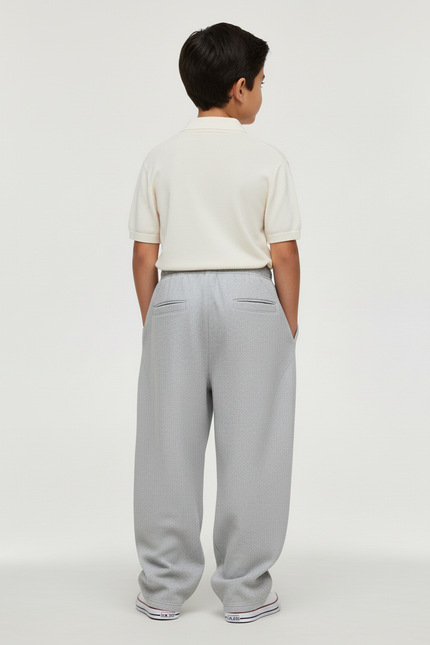 Pantalon Baggy Gris Ample Cordon Garçon Décontracté - Molleton - vue 2